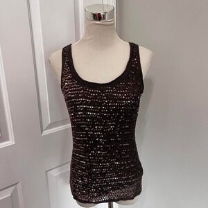 BROWN‎ INTERNATIONAL CONCEPTS CROCHET SEQUIN TOP